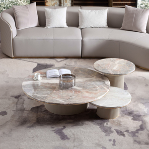 Combinaison <span class=keywords><strong>de</strong></span> <span class=keywords><strong>Table</strong></span> Basse en Placage <span class=keywords><strong>de</strong></span> Marbre <span class=keywords><strong>de</strong></span> Luxe Pieds <span class=keywords><strong>de</strong></span> <span class=keywords><strong>Table</strong></span> Peints en <span class=keywords><strong>Gris</strong></span> <span class=keywords><strong>Table</strong></span> Basse Ronde Haut <span class=keywords><strong>de</strong></span> Gamme - Product Image 1