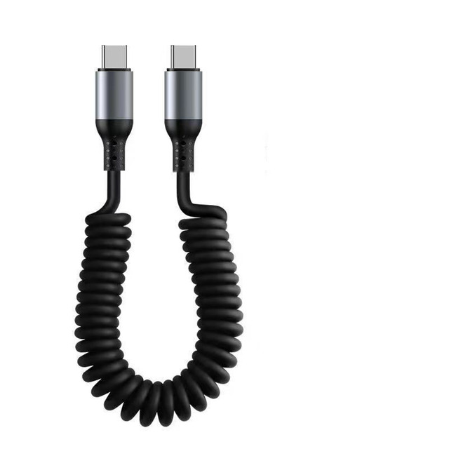 120W 6A USB Type C Data Cable Spring Telescopic Car Phone Charger USB C to Type C PD Fast Charging Cable
