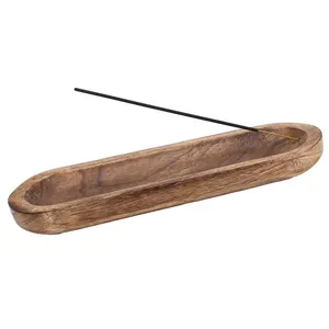 Porta bastoncini di incenso orale semplice in legno portatile con raccoglitore di cenere per la decorazione domestica vassoio di incenso in legno YIB007
