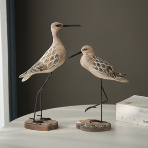 Décoration d'oiseaux marins en bois de style côtier, 2 pièces, ornement de table de salon, forme irrégulière - Product Image 3