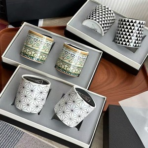 Luxury Irregular Lines Fruity Scented Soy Wax <b>Candle</b> with Ceramic Jar-Holiday Diwali <b>Gift</b> Aromatherapy Environmentally Friendly - Product Image 3