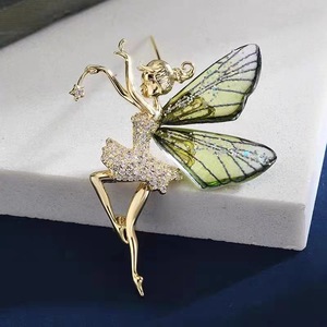 Moda Ángel ala <span class=keywords><strong>Pin</strong></span> diamante hadas Ballet bailarina chica broche abrigo ramillete Ropa Accesorios joyería de moda broches - Product Image 3