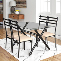 Table à manger convertible en verre avec 4 chaises pour la maison ou l'hôtel pour une utilisation en appartement