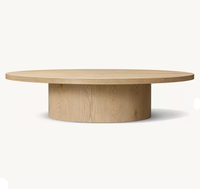 Table basse circulaire mobile en bois de style scandinave RH OEM, base sur pieds, design minimaliste moderne, mobilier de salon en chêne