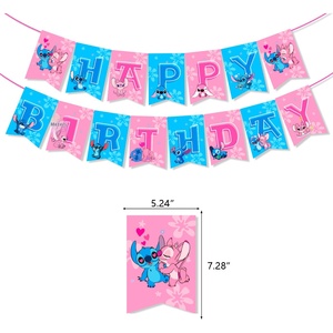 Kit de Décoration Thème <span class=keywords><strong>Stitch</strong></span> <span class=keywords><strong>Rose</strong></span> pour Fête, Comprend une Bannière et des Cake Toppers pour Anniversaire de Filles, Fournitures de Fête <span class=keywords><strong>Stitch</strong></span> - Product Image 5