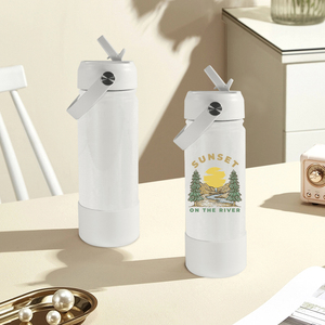 Groothandel Gratis Verzending 18oz Thermosfles Vacuüm Sublimatie Witte Sportwaterfles met siliconen bodem 25 stuks/doos - Product Image 2