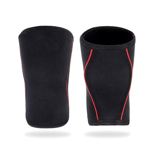 Genouillère noire avec panneau latéral rouge en néoprène, respirante, protection universelle unisexe, toutes saisons - Product Image 4