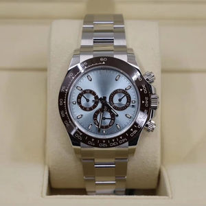 2025 Men's Mechanical Watch with Ice Blue Dial and <b>Chronograph</b>, Panda Style with Steel Strap - Product Image 1