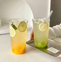 Tasse en verre borosilicate minimaliste, résistante à la chaleur, à paroi simple, transparente, pour boissons froides, thé aux fruits, usage café