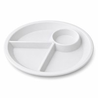 Assiette ronde en mélamine à 4 compartiments, plateau de service sectionnel imprimé de fleurs sauvages roses, assiette à dîner incassable sans BPA