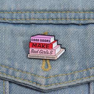 Broches de Esmalte con Diseño de <span class=keywords><strong>Libro</strong></span> y Frase 'Good Book Make Bad Girl Dangerous', Joyería Personalizada de Conocimiento y Poder, Insignias de Solapa, en Existencia, Venta al por Mayor - Product Image 4