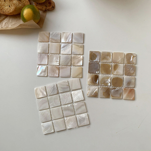 Sous-verre carré en nacre naturelle Mosaic Tile Shell Wallpaper Home Table Decor Set <span class=keywords><strong>de</strong></span> table Photo Props Jewelry Display Mat - Product Image 2