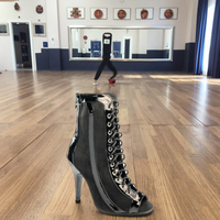 Nouvelle Arrivée Chaussures de Danse Professionnelles de Salsa Latine pour Femmes Talon de 10 cm en Daim Noir avec Doublure en Coton PU pour l'Intérieur