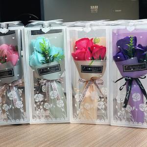 Ramo de rosas de jabón artificial en una caja de regalo de PVC para el día de San Valentín <span class=keywords><strong>Flores</strong></span> de jabón de Navidad con 3 Ramos - Product Image 1