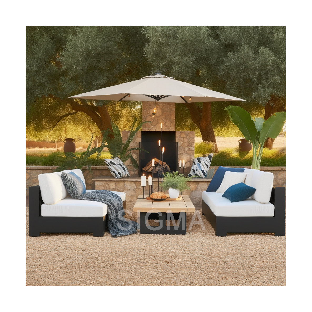 Patio Furniture Balcony Modern Outdoor Garden Backyard Sets Hotel Aluminum Alum U sofa Sectional Couch Set