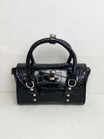 Sac fourre-tout Betty style punk en cuir huilé et ciré, grande capacité, sac à bandoulière