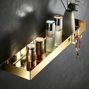 Xinshe Gold 304 Stainless Steel Wall Mounted <b>Bathroom</b> Storage Rack Rectangle Detachable For Washbasin - Product Image 1