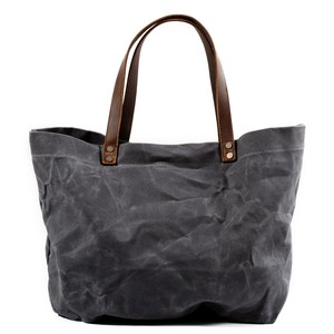 Vintage Waxed Canvas Tote Bag Water Resistant Crinkled Leather Handle Large Capacity Shoulder Bag <strong>Handbag</strong> <strong>for</strong> Women <strong>Men</strong> Shopping - Product Image 4