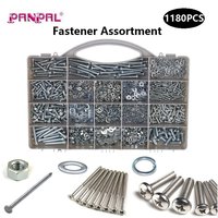 Kit de fixation mixte de 1180 pièces : Vis pour tôle et bois, écrous, rondelles, clous à fil, assortiment de quincaillerie