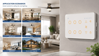 Interrupteur intelligent Wi-Fi MakeGood 147 Style pour ventilateur simple avec interrupteur lumineux 6 touches, verre tactile, rétroéclairage RGB, 5 vitesses, application Tuya