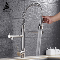 Robinet de cuisine monocommande en acier inoxydable 304 avec douchette extractible et rotation à 360 degrés