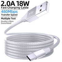 Cable de Carga OEM 3A USB-A a Tipo C Trenzado 9V 2A, Cable de Datos para Teléfono Móvil de 1M 2M 3M, Carga Rápida de 18W, Venta al Por Mayor