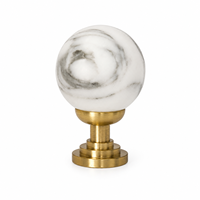 Poignée de meuble de luxe en marbre Arabescato NANWEI avec base en laiton, quincaillerie décorative pour l'intérieur moderne de la maison