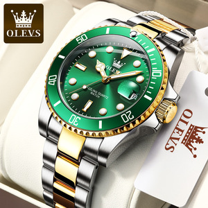 Reloj Deportivo OLEVS 5885 para Hombre, Marca de Primera Calidad, Acero Inoxidable, Cuarzo Verde, Estilo Ejecutivo, Cristal, Aleación - Product Image 3