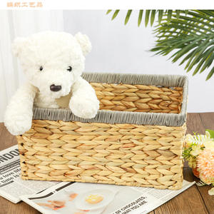 ตะกร้าเก็บของทำมือจากผักตบชวา รูปทรงสี่เหลี่ยมผืนผ้า ตะกร้าสานธรรมชาติ สำหรับจัดระเบียบบ้าน จัดเก็บของเล่น ของใช้เบ็ดเตล็ด - Product Image 5