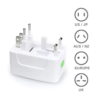 Adaptor Perjalanan Universal Internasional dengan Soket All-in-One, Pengisi Daya USB AC, Tanpa Grounding, Colokan AU US