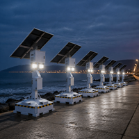 Tour d'éclairage solaire 490W avec panneau solaire, mât de 5m, système d'éclairage hors réseau, LED blanche avec batterie de secours