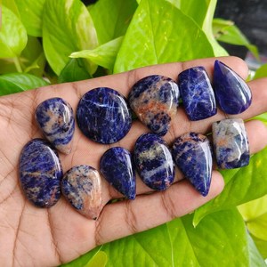 โซดาไลต์ธรรมชาติทรงหลังเบี้ย สีน้ำเงิน 219 กะรัต พลอยแจสเปอร์โซดาไลต์ สำหรับทำเครื่องประดับ ขายส่งจากอินเดีย - Product Image 4