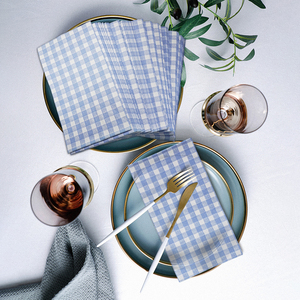 Serviettes jetables à motif bleu vichy pour la décoration de table de <span class=keywords><strong>mariage</strong></span> champêtre - Product Image 6
