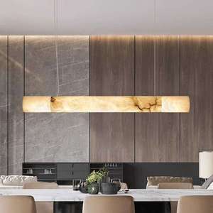โคมไฟเพดานทรงเส้นตรงสไตล์มินิมอลทันสมัยจาก Zeal Lighting ทำจากทองแดงและหินอ่อนอะลาบาสเตอร์ เหมาะสำหรับโต๊ะอาหาร - Product Image 2