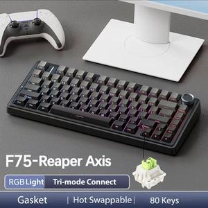 F75 Custom Computer 75% Mechanical Keyboard Keycaps Mini Portable Blue Switch Gaming Three Mode USB-C LED Ergonomic Customized R - Product Image 6