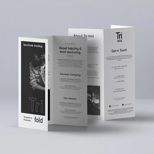 Brochure personnalisable à trois volets, format A4 A5, feuille unique, pliage accordéon, piqûre à cheval, impression professionnelle, papier kraft couché - Product Image 1