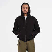 Sweat à capuche oversize court zippé brodé style vintage en coton 100% délavé à l'acide