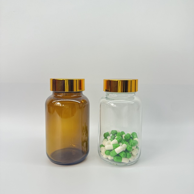 Wholesale Medicine Pill Wide Mouth Amber Health Care Supplement Empty Bottles Tablet Vitnamin Candy Pharmaceutical Glass Bottle
