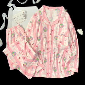 İlkbahar ve sonbahar bulutlar pamuk dışında takılabilir Loungewear çizgili baskılı uzun kollu uzun pantolon rahat pijama - Product Image 6