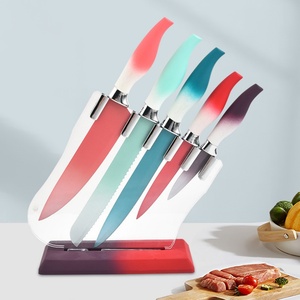 Colorful Stainless Steel Kitchen Knife Chef Knife Set Peeler Kitchen Accessories Knife Se with <b>Acrylic</b> Knife <b>Block</b> - Product Image 6