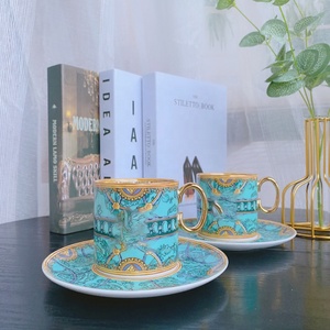 Nouveau produit : Ensemble de 2 tasses en céramique, style Europe occidentale, ensembles de café de luxe, ensembles pour salon, tasses à thé et soucoupes en porcelaine - Product Image 1