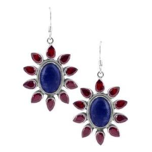 925 argent sterling bleu lapis lazuli rouge grenat top design boucles d'oreilles faites à la main bijoux en gros boucles d'oreilles en argent pur - Product Image 1