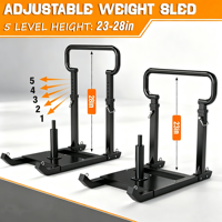 Soporte Ajustable para Trineo de Pesas con Mango de 5 Niveles, para Entrenamiento de Empuje y Tracción, Fuerza, Velocidad y Agilidad, Compatible con Placas de 1 y 2 Pulgadas