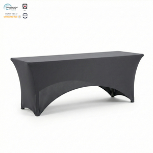 Funda de Mesa Ajustable Elástica Impermeable Ecológica Moderna de Spandex de 8 pies en Color Marfil para Salón de Banquetes - Product Image 1