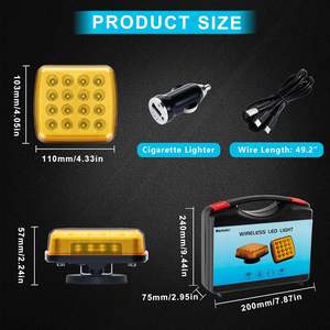 无线 LED 应急频闪灯套件 可充电电池供电 磁性安装 琥珀色塑料 2 件装 适用于车辆 - Product Image 4