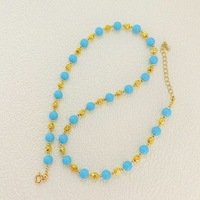 Nouveau collier bohème tendance pour femmes, accessoires de plage, collier fait main en turquoise bleue perlée pour femmes