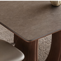 Table à manger en pierre frittée de style vintage rétro pour la maison, petit espace, design minimaliste moderne français, ensemble assemblé