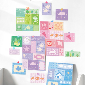 50 pièces par paquet de notes autocollantes, papier de journal artisanal, série Menthe Monsoon Raisin Glace Pilée, notes autocollantes détachables - Product Image 4
