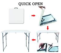 Tables pliantes carrées en aluminium blanc robuste de 4 pieds pour événements, pique-niques et usage en entrepôt - Mobilier d'extérieur moderne
