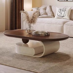 Hiện đại đơn giản nhỏ phòng khách nhà mạng Màu Đỏ sáng tạo kem mới thiết kế quả óc chó rắn gỗ Bàn cà phê - Product Image 4